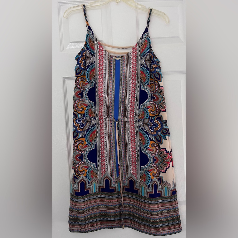 Lucy & Laurel Women’s Straps Size 2 Multiple Color Multi-Print Midi Dress